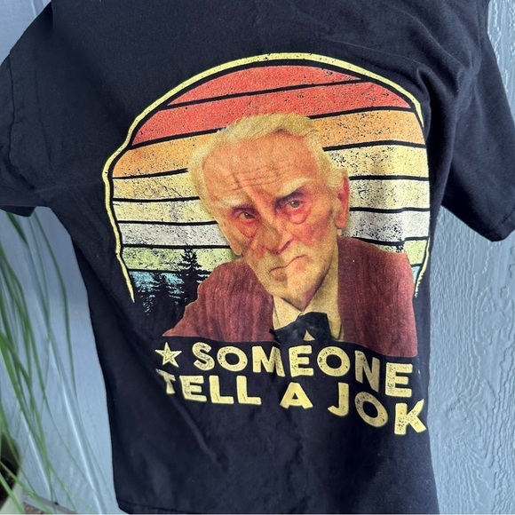 Moonstruck Movie Quote Graphic Tee Black T-Shirt Someone Tell A Joke Old Man Top - Picture 7 of 7